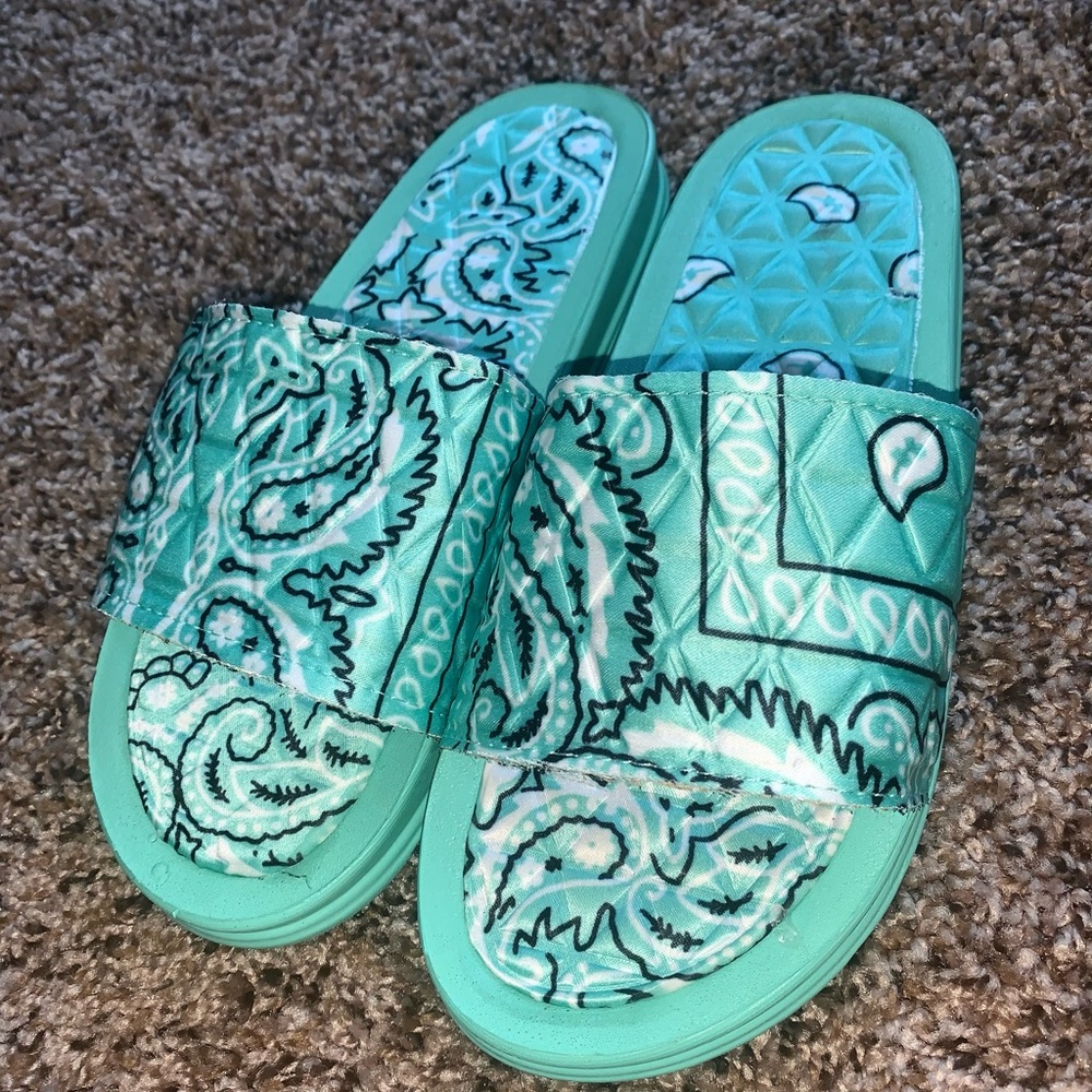 Mint Green Bandana Slides